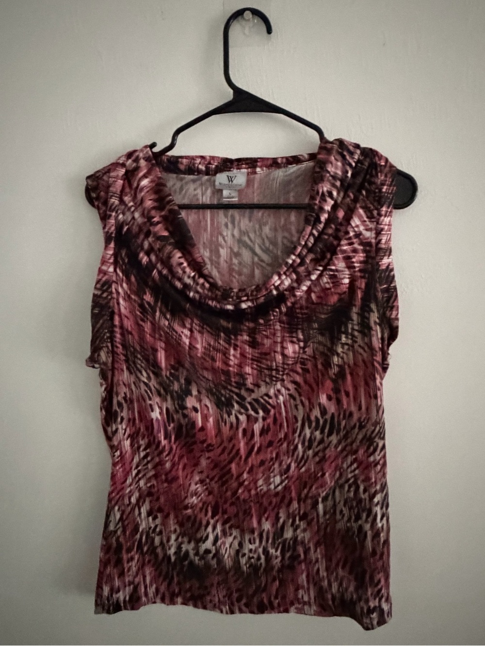 Worthington Pink and Black Cowl Neck Sleeveless Camisole